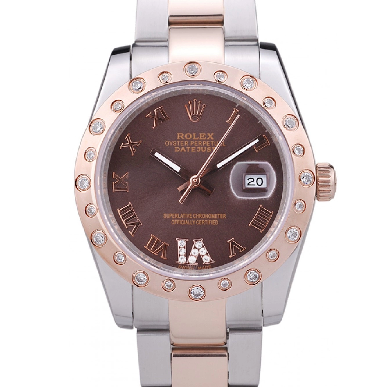 Aaa fake watches Datejust Rolex Dial Diamond Brown 7465 Bezel 0806